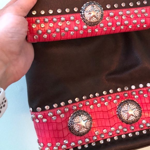 Ladies purse & matching wallet in brown & pink - Picture 2 of 8